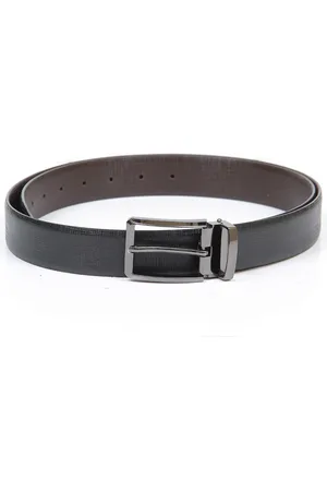 thickskin Men Black Textured Leather Reversible Formal Belt