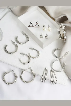 Joker & Witch Silver-Toned Contemporary Hoop Earrings