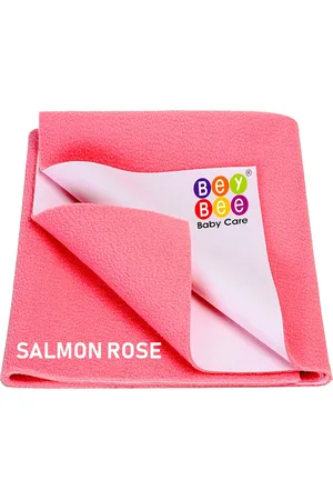 BeyBee Unisex Kids Rose & White Solid King Size Size Water-Resistant Reusable Mattress Protector