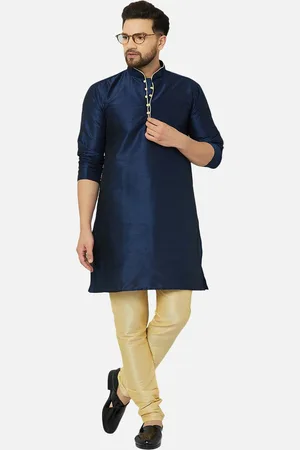 Kaifoo Men Navy Blue Solid Kurta