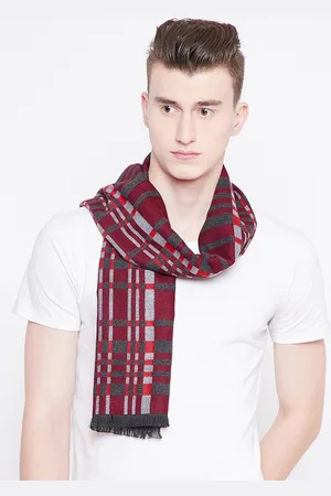 Alvaro Castagnino Men Maroon & Grey Checked Muffler
