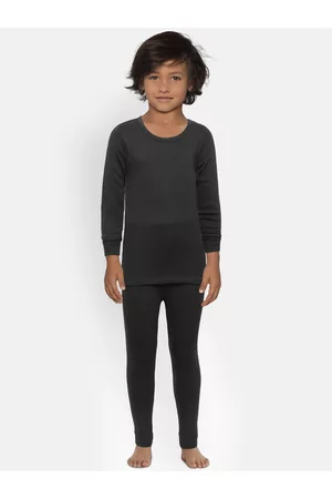 Kanvin Boys Charcoal Grey Ribbed Thermal Set