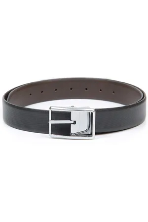 thickskin Men Black Textured Leather Reversible Formal Belt