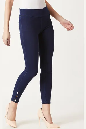 Miss Chase Women Navy Blue Denim Super Skinny Fit Jeggings
