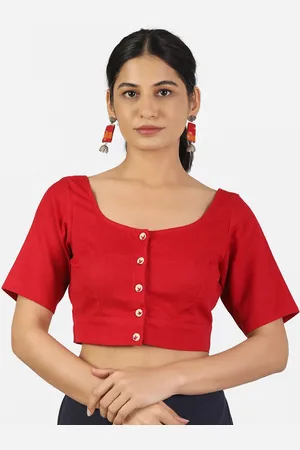 Llajja Women Red Solid Readymade Saree Blouse