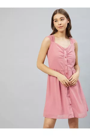 marie claire Women Peach-Coloured Georgette A-Line Dress