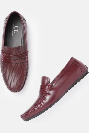 Carlton London Men Burgundy Perforated Driving Shoes