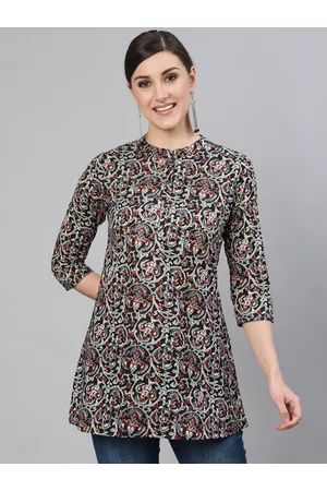 Nayo Women Black & Maroon Abstract Printed Tunic