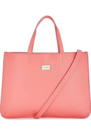 Caprese Coral Pink PU Structured Laptop Handheld Bag