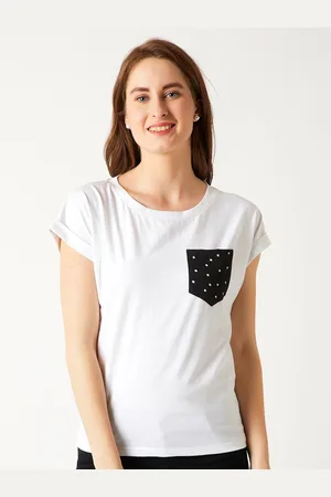 Miss Chase Women White Solid Round Neck T-shirt