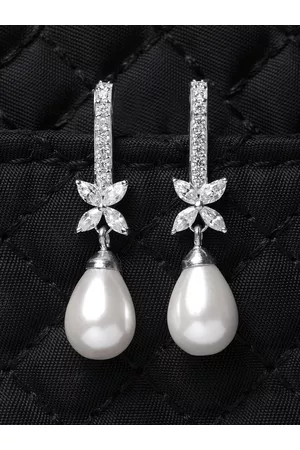 CLARA Silver-Toned Contemporary Drop Earrings
