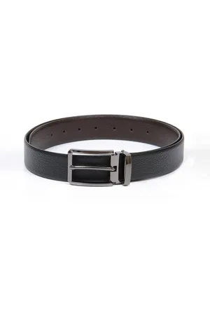 thickskin Men Black Textured Leather Reversible Belt