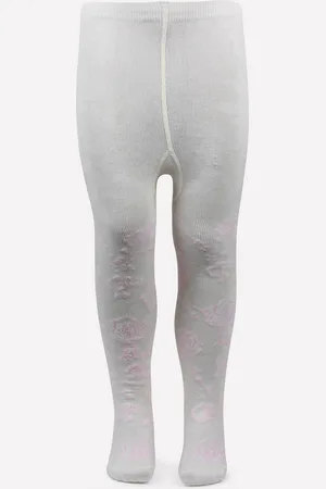 Bonjour Girls Off White Striped Cotton Tights