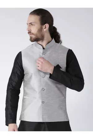 DEYANN Men Silver-Toned Nehru Jacket