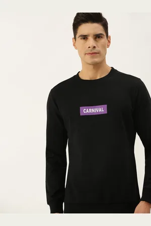 Forever 21 Men Black Typography Printed Round-Neck Pullover Sweatshirt