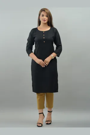 IQRAAR Women Black Pathani Kurta