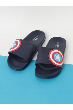 Lifestyle Boys Navy Blue & Red Printed Sliders