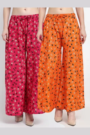 GRACIT Women Set of 2 Pink & Orange Floral Printed Palazzos