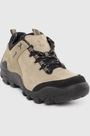 Woodland Men Khaki Nubuck Leather Sneakers