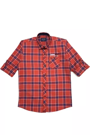 CAVIO Boys Red Tartan Checked Shirt