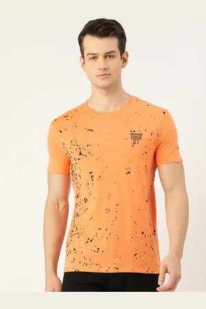Being Human Men Orange Black Printed Pure Cotton T-shirt