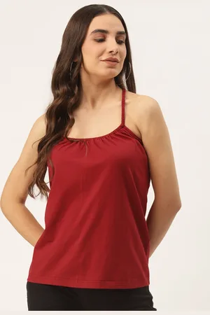 BRINN Women Maroon Solid Styled Back Top