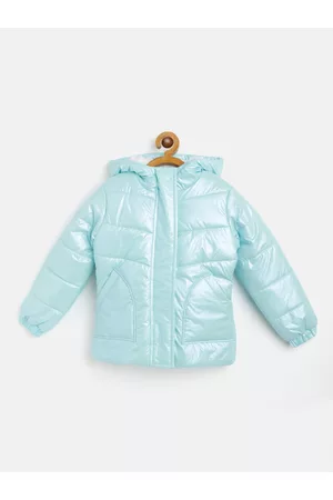 Goji Girls Blue Water Resistant Sheen Hooded Puffer Jacket
