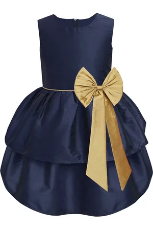 A.T.U.N. Girls Navy Blue & Gold-Toned Layered Dress