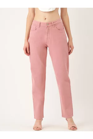 Antheaa Women Pink Straight Fit Light Fade Stretchable Jeans