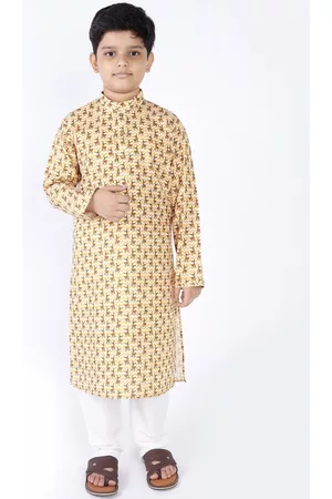 TABARD Boys Yellow Printed Kurta