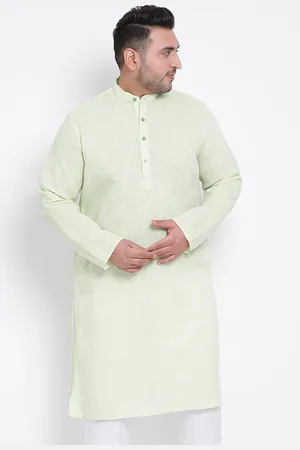 Hangup Men Green Plus Size Straight Kurta