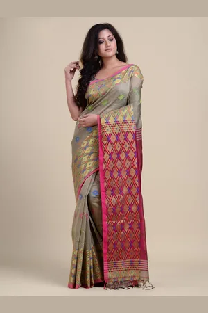 Charukriti Multicoloured & Gold-Toned Woven Design Zari Saree