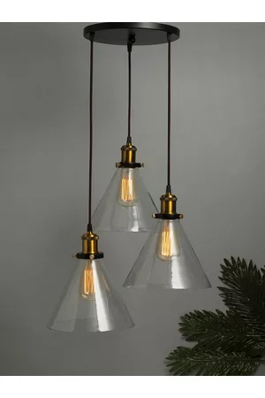 Homesake Transparent Solid Handcrafted 3-Lights Cluster Glass Cluster Lights