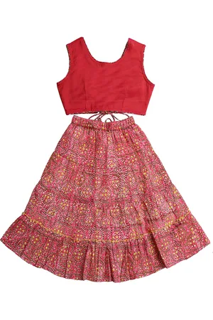 My Little Lambs Girls Red Ready to Wear Lehenga Choli