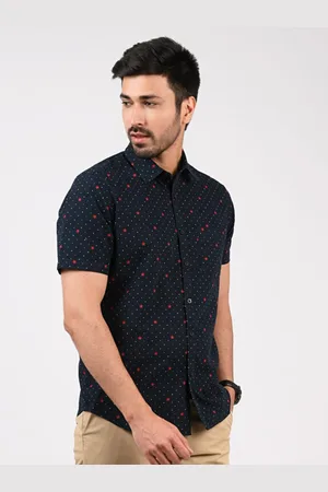 MERCHANT MARINE Men Blue Classic Slim Fit Printed Casual Shirt