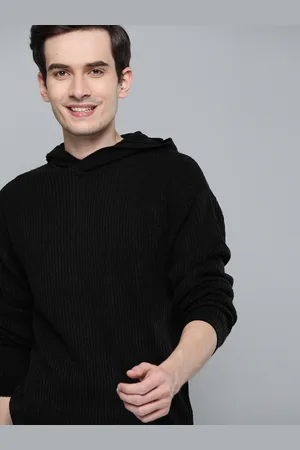 Mast & Harbour Men Black Ribbed Pullover
