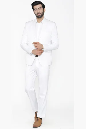 Wintage Men White Solid Single-Breasted Regular Fit Suit