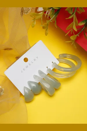 Celena Cole Woman Set of 3 Grey Contemporary Studs Earrings