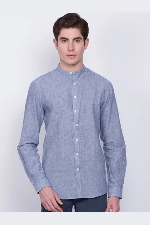 Lindbergh Men Blue & White Slim Fit Striped Casual Shirt