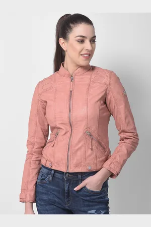 Woods Women Pink Water Resistant Leather Jacket