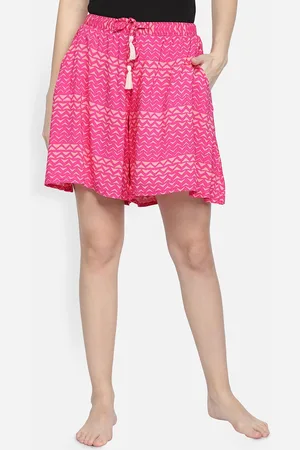 BStories Women Pink & Coral Printed Lounge Shorts
