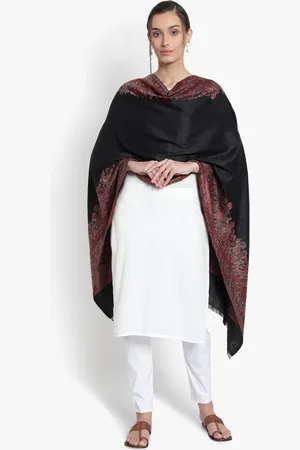 Mizash Women Black Paisley Printed Shawl