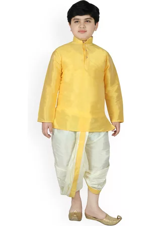 SG Boys Grey Self Design Kurti with Dhoti Pants