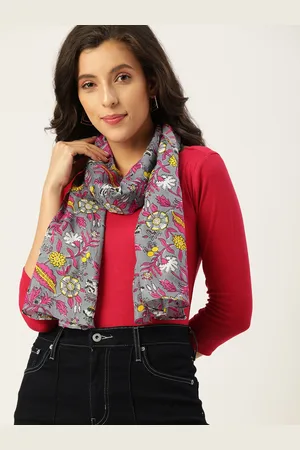 DressBerry Women Grey & Pink Floral Printed Stole