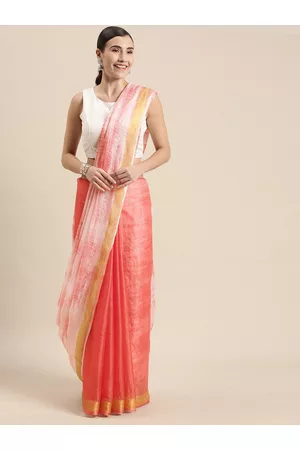 Jaipur Peach-Coloured Hand Tie and Dye Bandhani Kota Art Silk Saree