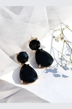 Joker & Witch Black Teardrop Shaped Drop Earrings