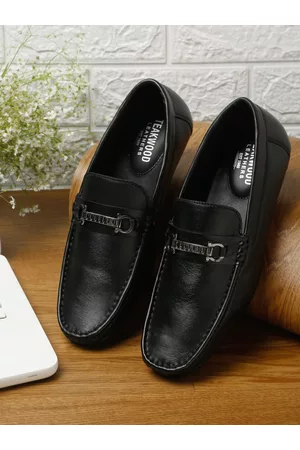 Teakwood Leathers Men Black Textured Leather Formal Loafers