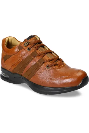 Red Chief Men Tan Brown Leather Sneakers