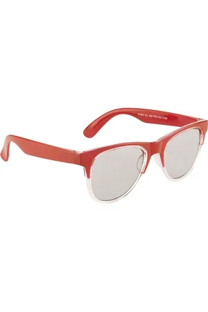 YK Unisex Kids Grey Lens & Red Browline Sunglasses with UV Protected Lens