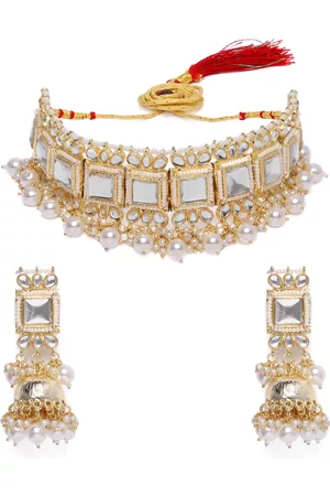 Zaveri Pearls Gold-Plated Wedding Collection Kundan & Faux Pearl Studded Jewellery Set